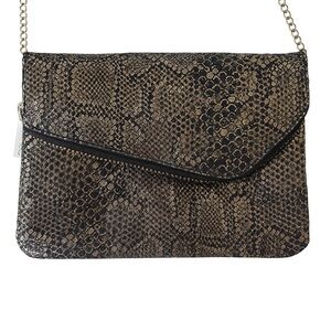 HOBO Multicolor Metallic Leather Snakeskin Crossbody Bag with Gold Chain.